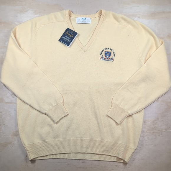 NOS Pringle Scotland Super LambsWool Mens Sweater Sz. 46 XL Royal Toon Golf Club